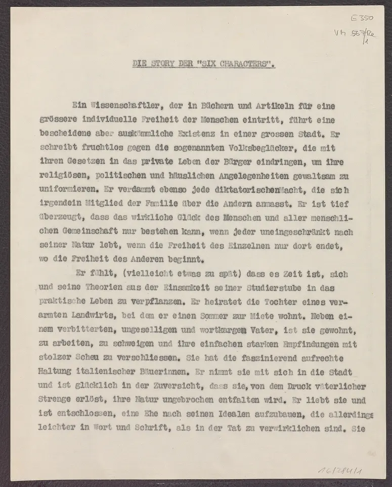 Sechs Personen suchen einen Autor