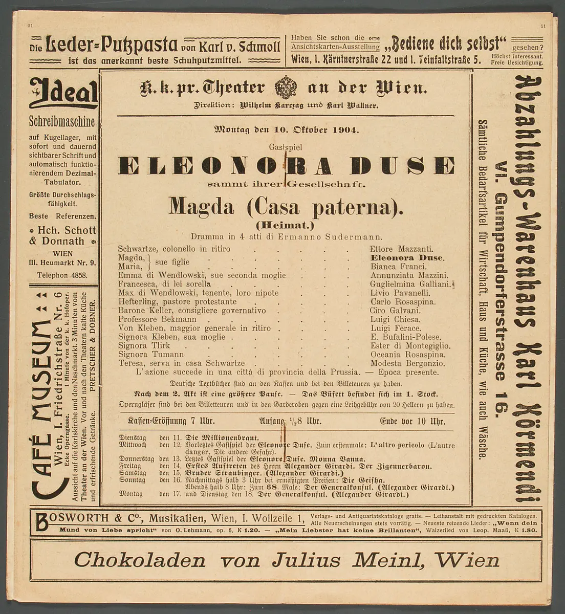 Heimat, Titel in Vorlageform: Magda (Casa paterna)