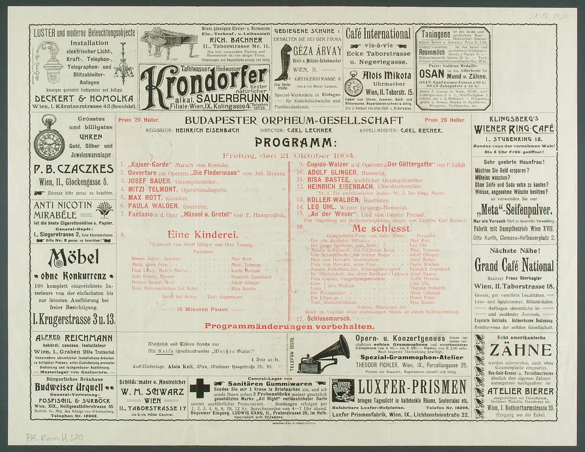 Budapester Orpheum-Gesellschaft, Eine Kinderei, Me schiesst