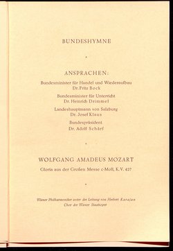 Festakt aus Anlass der Eröffnung des neuen Festspielhauses in Salzburg