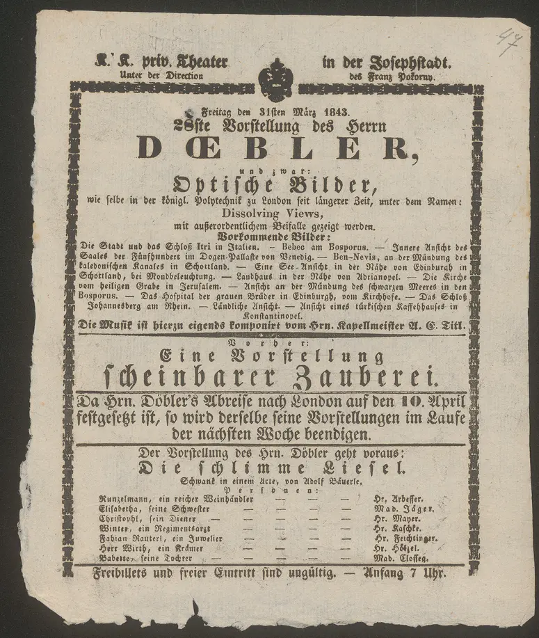 Döbler und zwar Optische Bilder, Eine Vorstellung scheinbarer Zauberei, Die schlimme Liesel