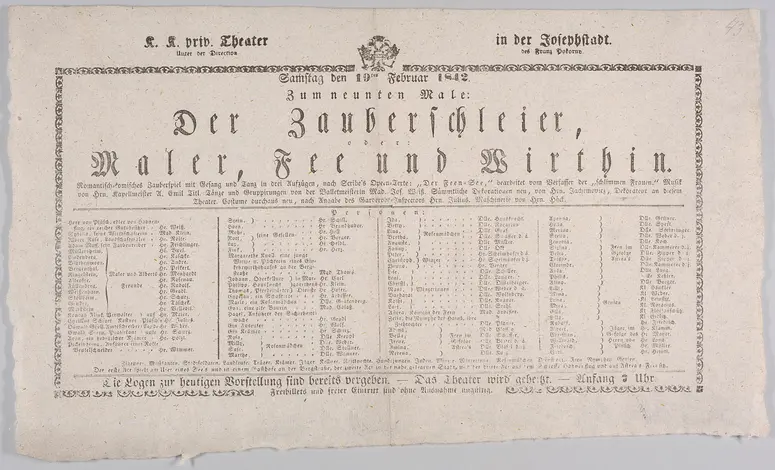 Der Zauberschleier oder Maler, Fee und Wirthin