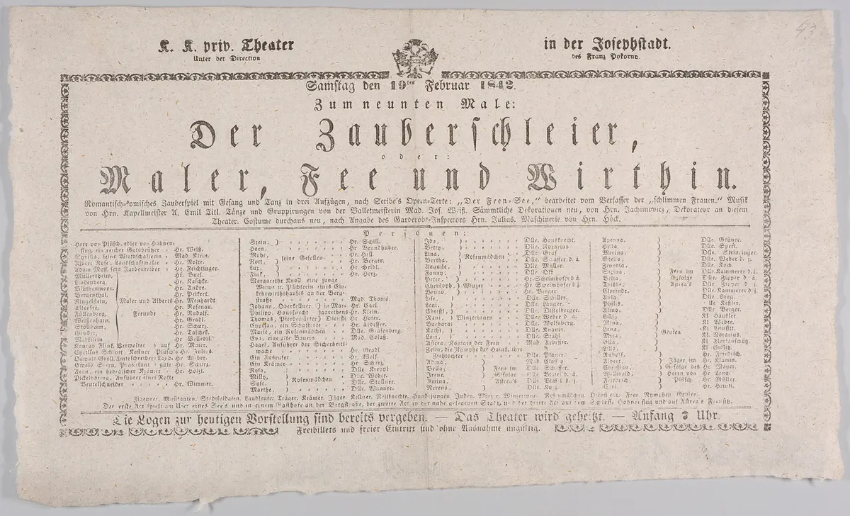 Der Zauberschleier oder Maler, Fee und Wirthin