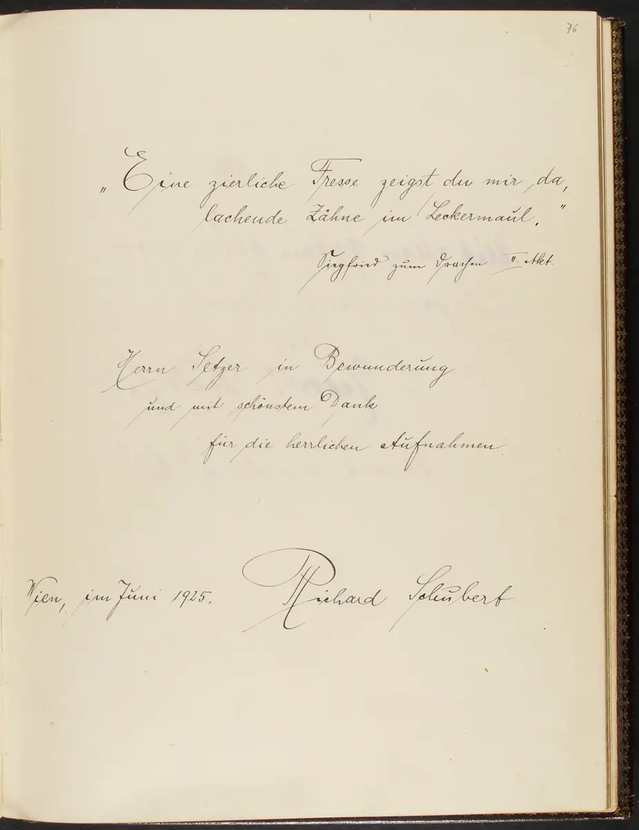 Gästebuch. Atelier Franz-Xaver Setzer, Wien