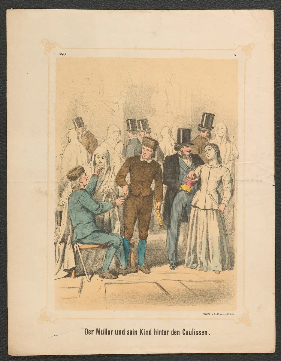 Der Müller und sein KInd hinter den Coulissen, Name der Zeitschrift: Hans-Jörgel von Gumpolskirchen, Weiterer Titel: Wien, Fürsts Singspielhalle, Weiterer Titel: Wien, Fürststheater