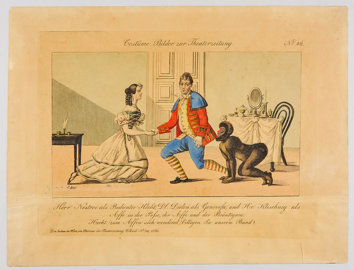 Der Affe und der Bräutigam, Titel der Serie: Costume-Bild, Name der Zeitschrift: Wiener Theaterzeitung