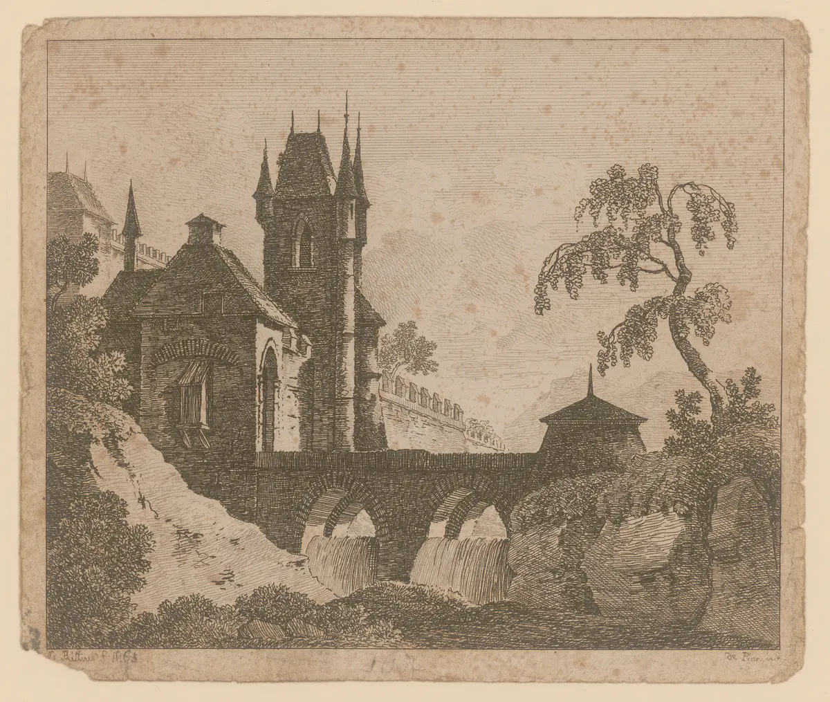 Sargines, Titel der Serie: Theaterdecorationen nach den Original Skitzen des k.k. Hof Theater Mahlers Anton de Pian, gestochen und verlegt von Norbert Bittner.