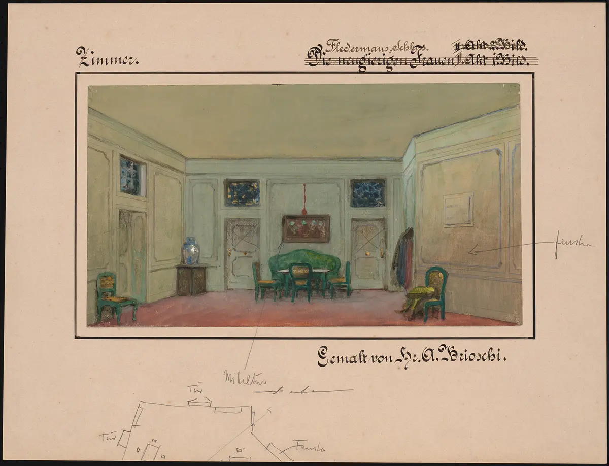 Die neugierigen Frauen, Originaltitel: Le donne curiose, Verweis auf Stücktitel: Die Fledermaus