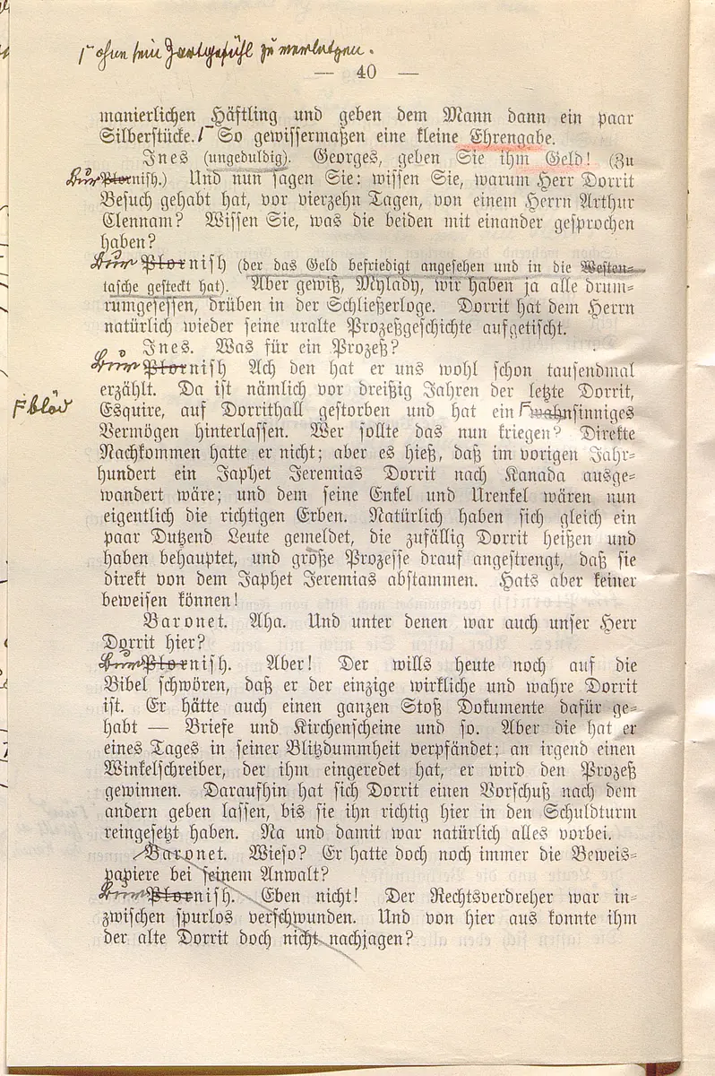 Klein Dorrit. Lustspiel in drei Akten