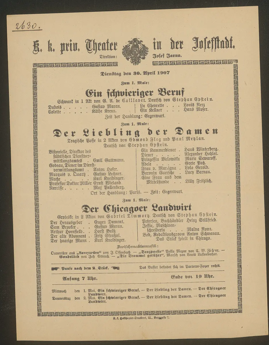 Ein schwieriger Beruf, Der Liebling der Damen, Der Chicagoer Landwirt