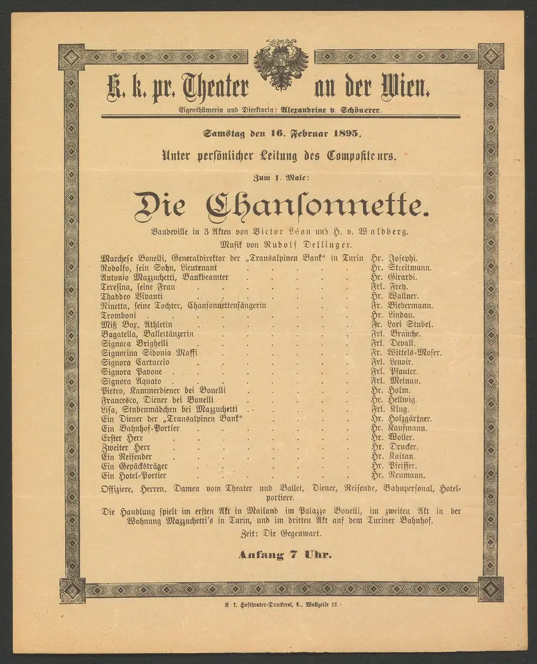 Die Chansonnette, Alternativtitel: Die Chansonette