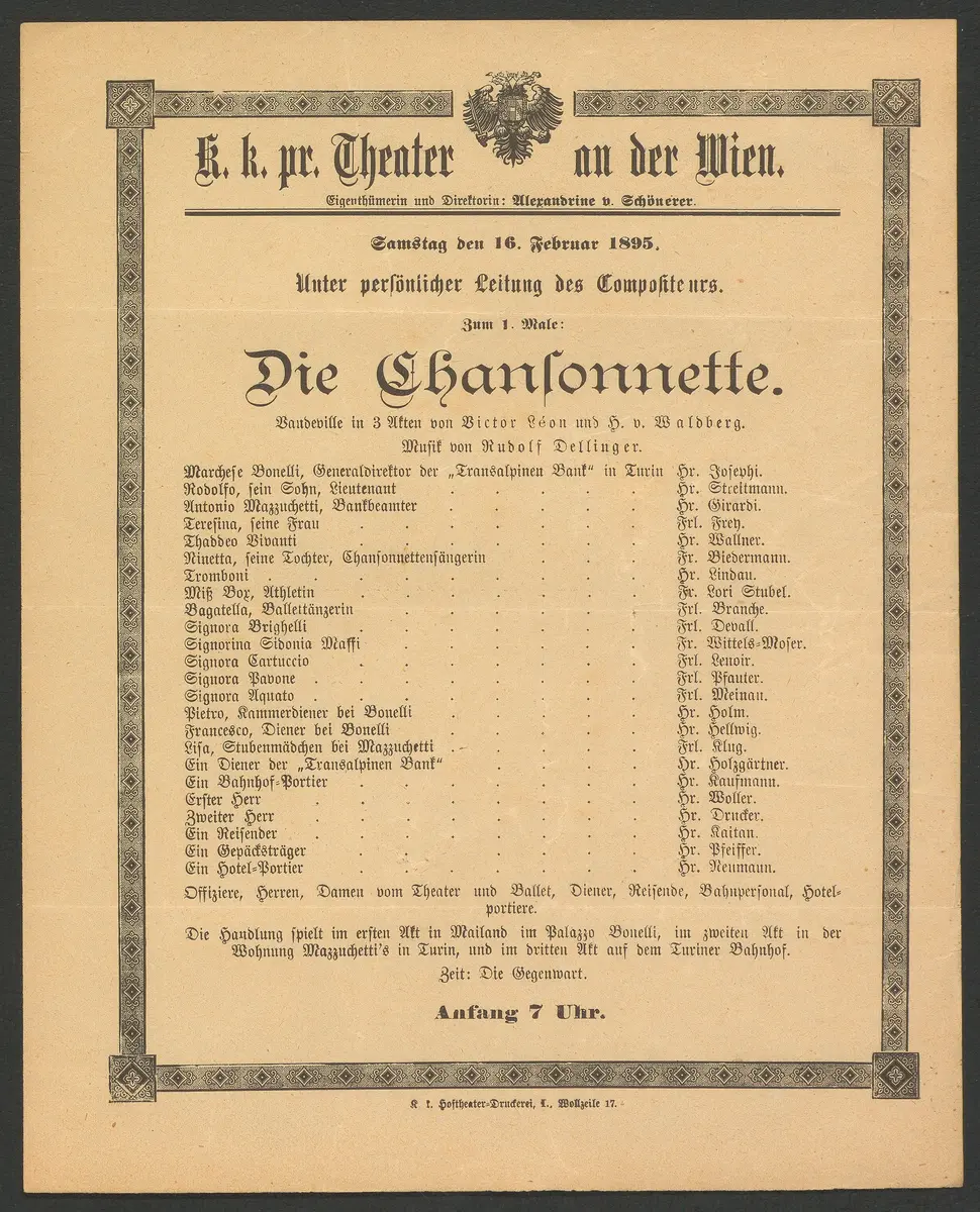Die Chansonnette, Alternativtitel: Die Chansonette