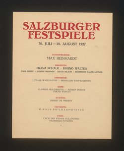 Salzburger Festspiele 1927, Verweis auf Stücktitel: Fidelio, Verweis auf Stücktitel: Don Juan, Verweis auf Stücktitel: Figaros Hochzeit, Verweis auf Stücktitel: Kabale und Liebe, Verweis auf Stücktitel: Sommernachtstraum, Verweis auf Stücktitel: Jedermann