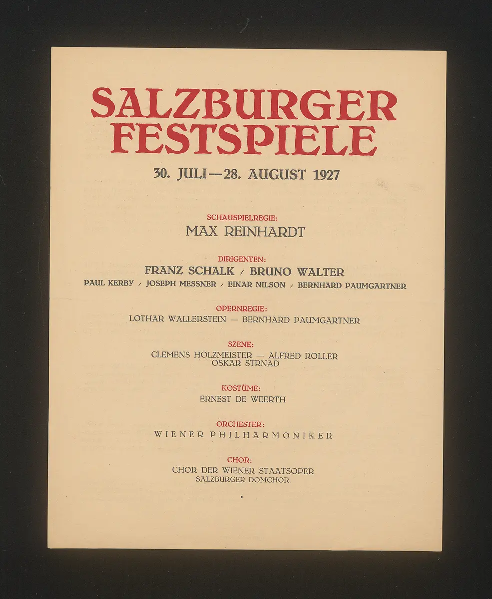 Salzburger Festspiele 1927, Verweis auf Stücktitel: Fidelio, Verweis auf Stücktitel: Don Juan, Verweis auf Stücktitel: Figaros Hochzeit, Verweis auf Stücktitel: Kabale und Liebe, Verweis auf Stücktitel: Sommernachtstraum, Verweis auf Stücktitel: Jedermann