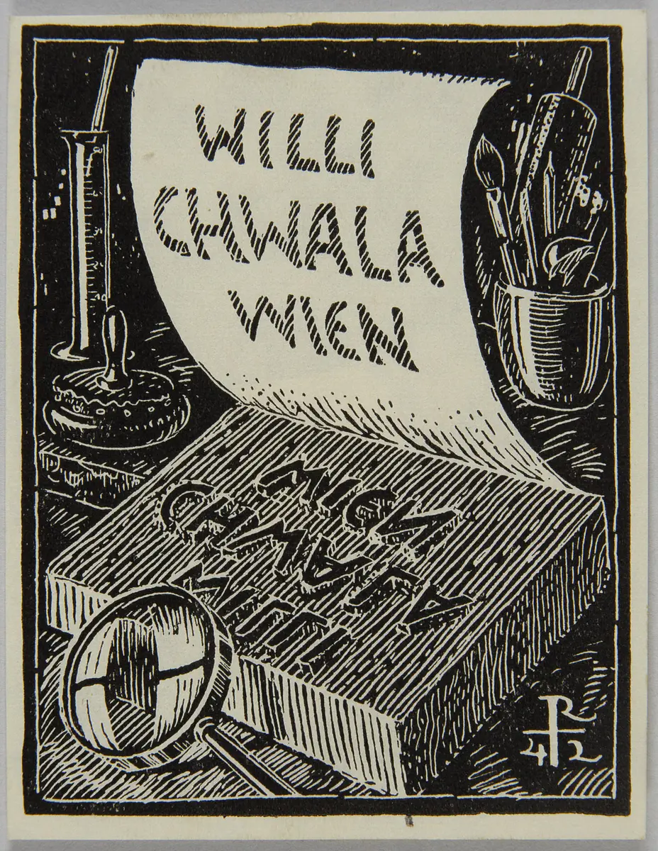 Exlibris Willi Chwala, Titel in Vorlageform: Willi / Chwala / Wien
