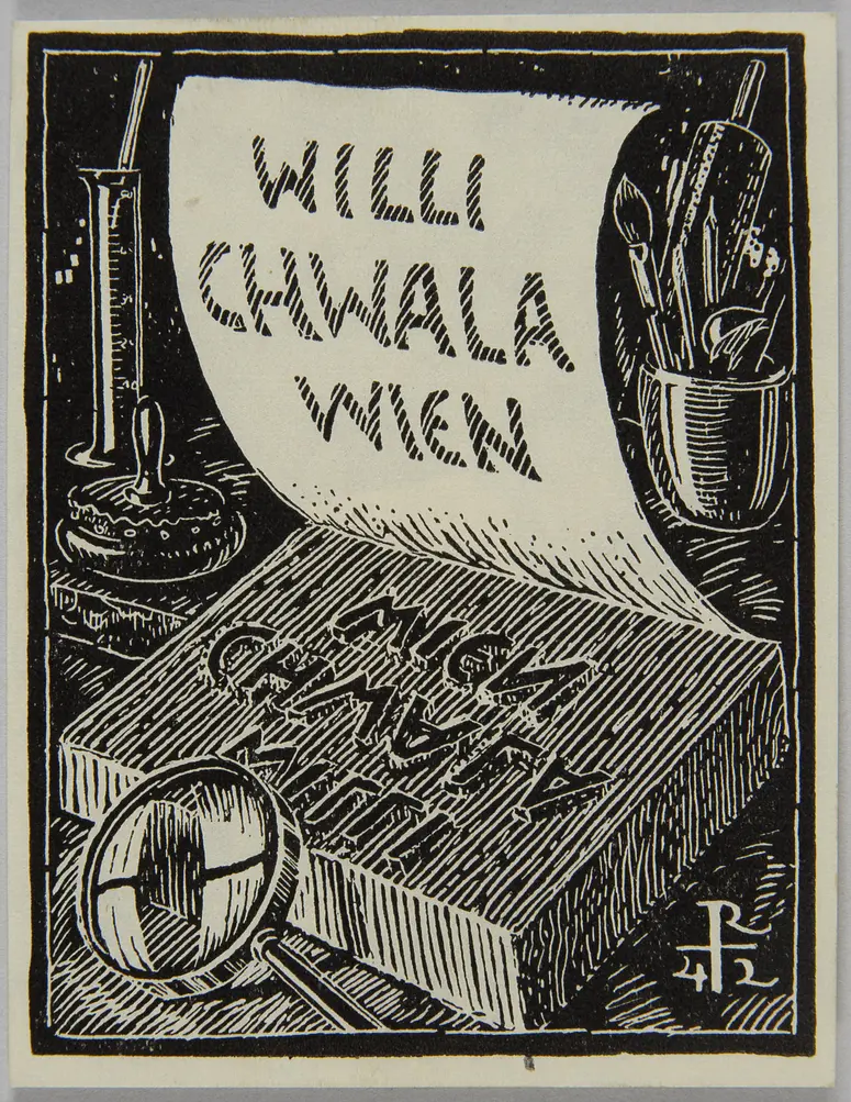 Exlibris Willi Chwala, Titel in Vorlageform: Willi / Chwala / Wien