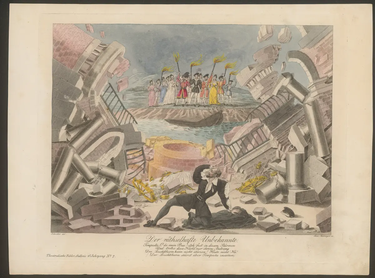 Der räthselhafte Unbekannte, Alternativtitel: Der rätselhafte Unbekannte oder der Zweikampf zu Portici, Titel der Serie: Theatralische Bilder-Gallerie, Name der Zeitschrift: Wiener Theaterzeitung