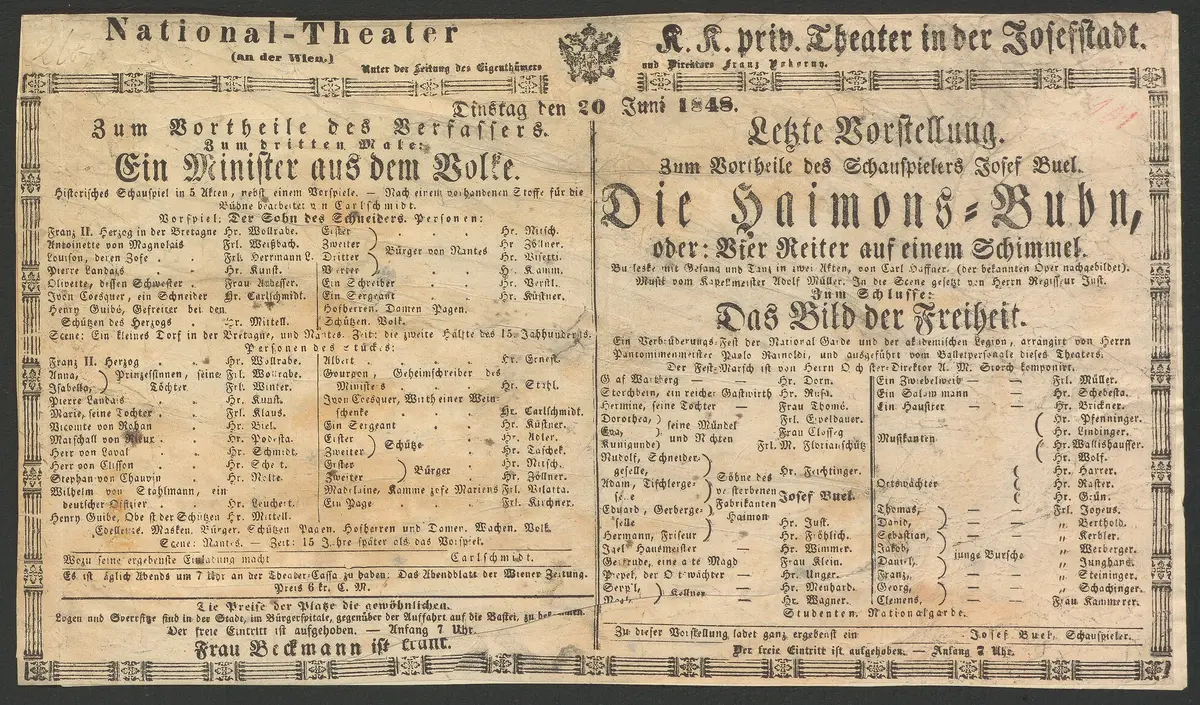 Ein Minister aus dem Volke, Die Haimons-Bubn, oder Vier Reiter auf einem Schimmel