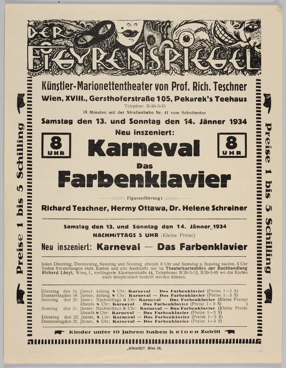 Der Figurenspiegel, Verweis auf Stücktitel: Karneval / Traum im Karneval, Verweis auf Stücktitel: Das Farbenklavier