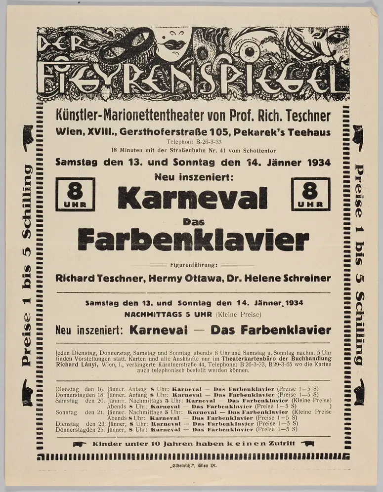Der Figurenspiegel, Verweis auf Stücktitel: Karneval / Traum im Karneval, Verweis auf Stücktitel: Das Farbenklavier