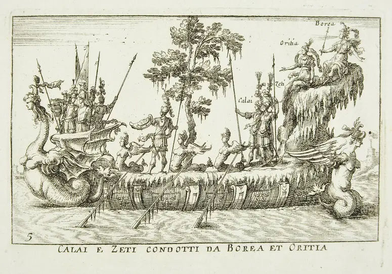 Le Magnifique carousel fait sur le fleuve de l'Arne a Florence pour le marriage de Grande Duc, Inventartitel: Carousel auf dem Arnofluß, Verweis auf Stücktitel: L'Argonautica