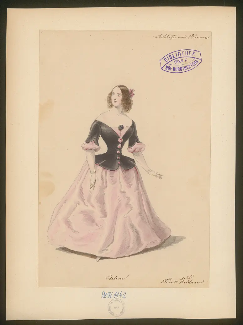 Schleife und Blume, Originaltitel: La banda y la flor, Titel der Serie: Figurinen des k.k. Hof-Burgtheaters