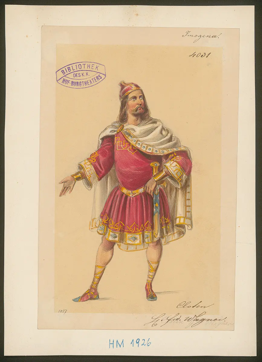 Cymbeline, Alternativtitel: Die Kinder Cymbelins, Alternativtitel: Imogena, Titel der Serie: Figurinen des k.k. Hof-Burgtheaters