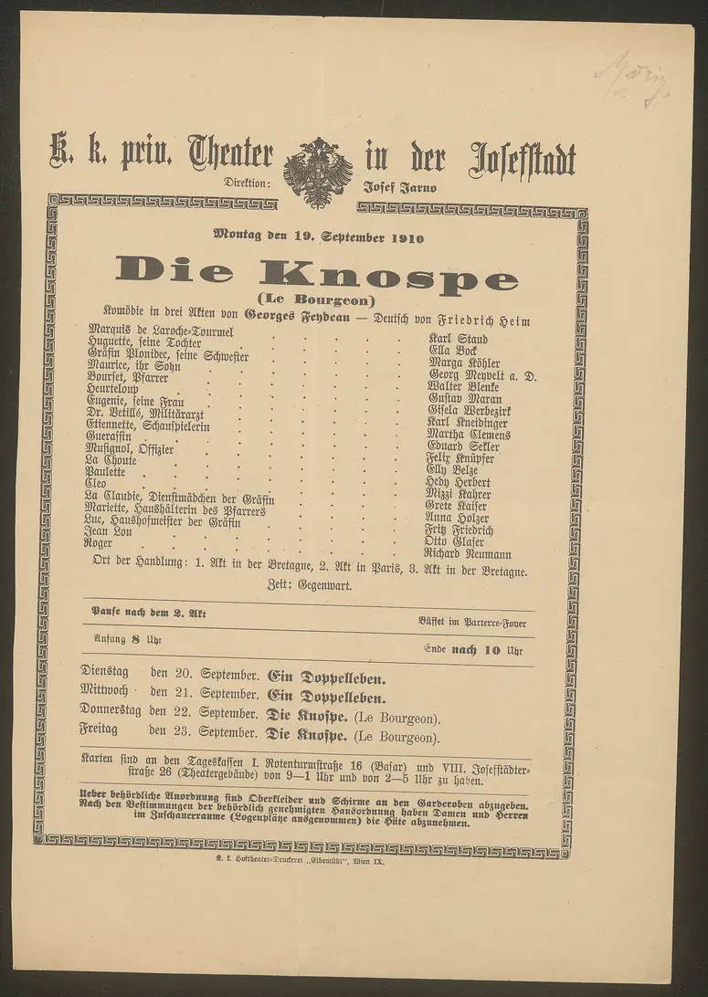 Die Knospe, Le bourgeon (Originaltitel)