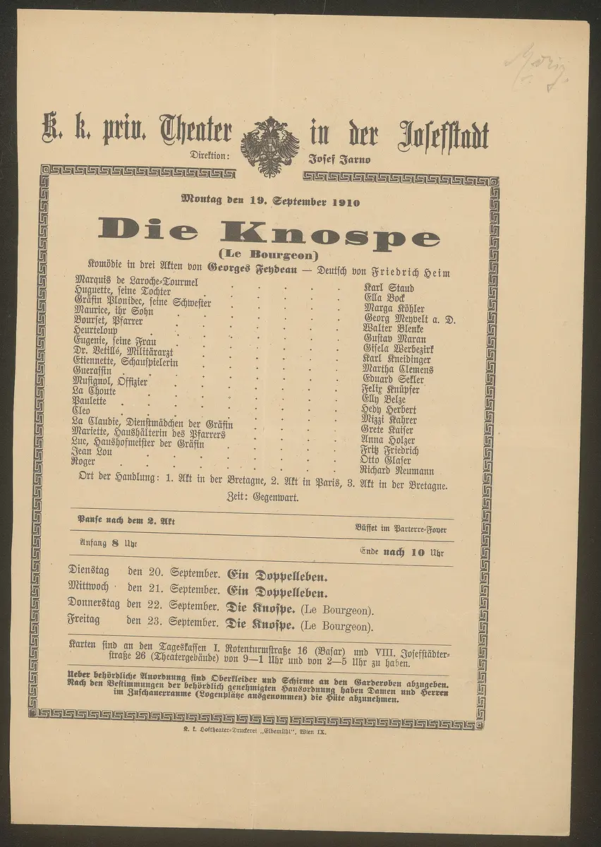 Die Knospe, Le bourgeon (Originaltitel)