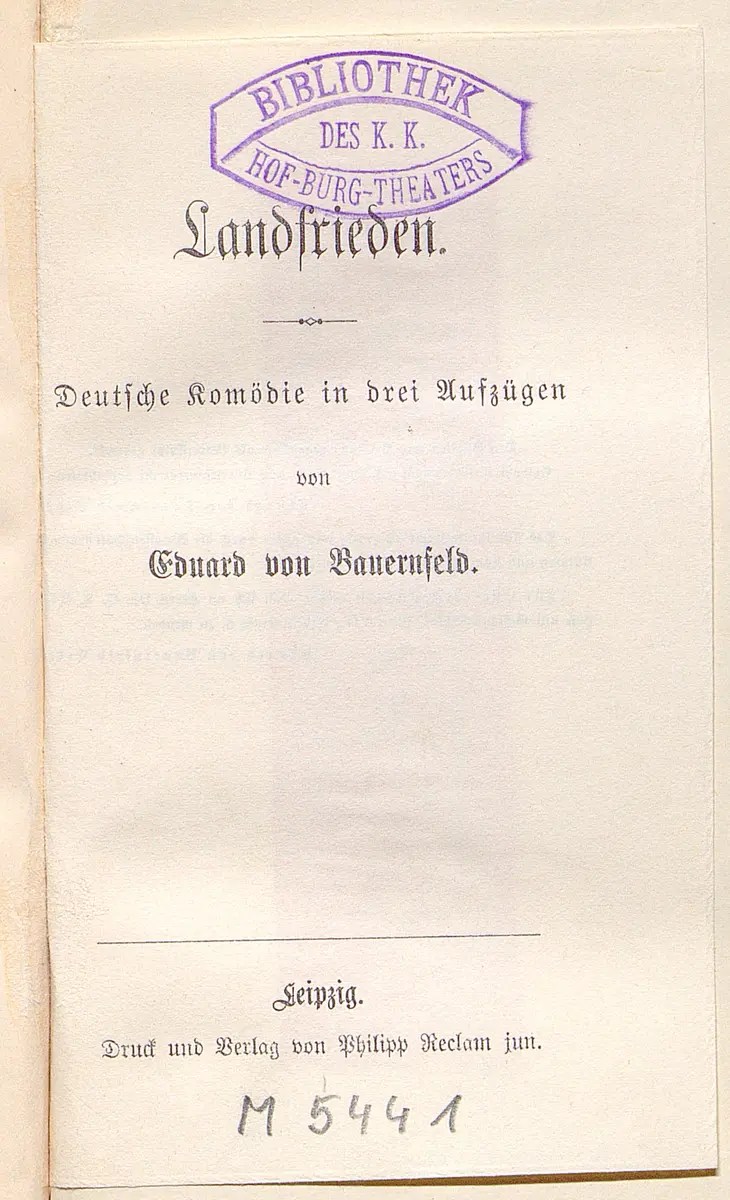 Landfrieden. Deutsche Komödie in drei Aufzügen