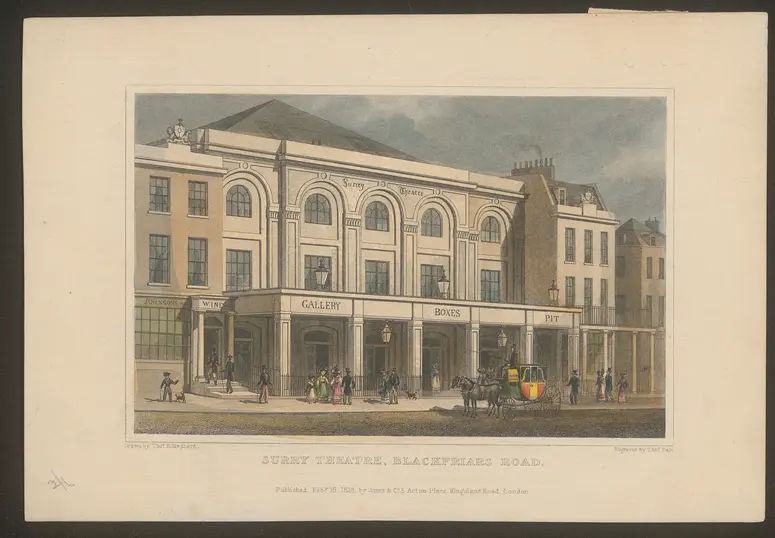 London, Surrey Theatre, Titel in Vorlageform: Surry Theatre, Blackfriars Road