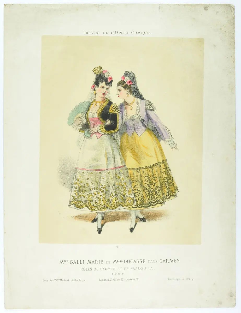 Célestine Galli-Marié und Alice Ducasse, Verweis auf Stücktitel: Carmen, Titel der Serie: Nouvelle galerie dramatique