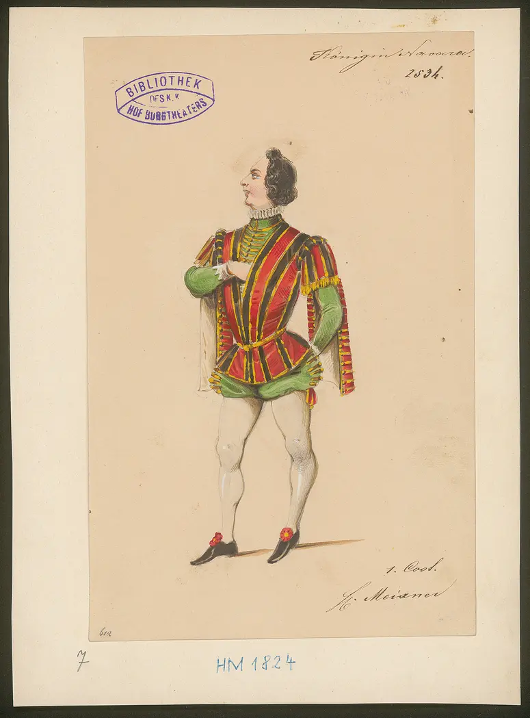 Die Königin von Navarra, Originaltitel: Les Contes de la reine de Navarre, Titel der Serie: Figurinen des k.k. Hof-Burgtheaters