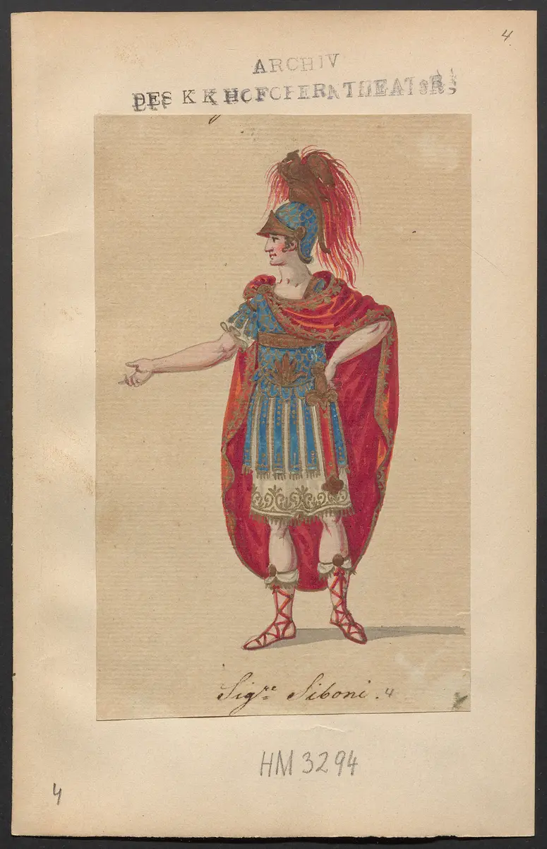 Trajan in Dazien, Originaltitel: Traiano in Dacia, Titel der Serie: Figurinen des k.k. Hofoperntheaters