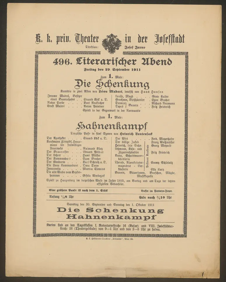 Die Schenkung, Hahnenkampf