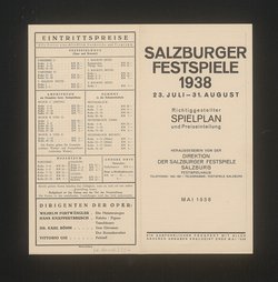 Salzburger Festspiele 1938, Titel in Vorlageform: Richtiggestellter Spielplan und Preiseinteilung, Verweis auf Stücktitel: Don Giovanni, Verweis auf Stücktitel: Falstaff, Verweis auf Stücktitel: Fidelio, Verweis auf Stücktitel: Die Meistersinger von Nürnberg, Verweis auf Stücktitel: Le nozze di figaro, Verweis auf Stücktitel: Der Rosenkavalier, Verweis auf Stücktitel: Tannhäuser, Verweis auf Stücktitel: Amphitrion, Verweis auf Stücktitel: Egmont