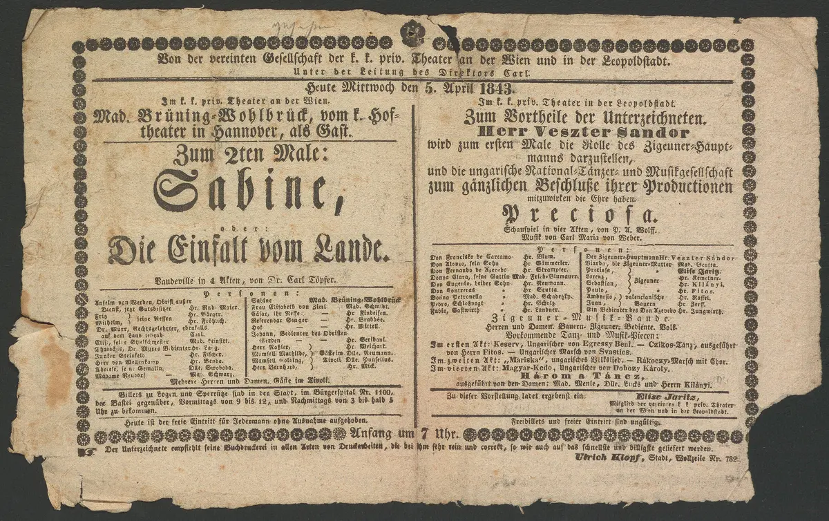 Sabine, oder Die Einfalt vom Lande, Preciosa