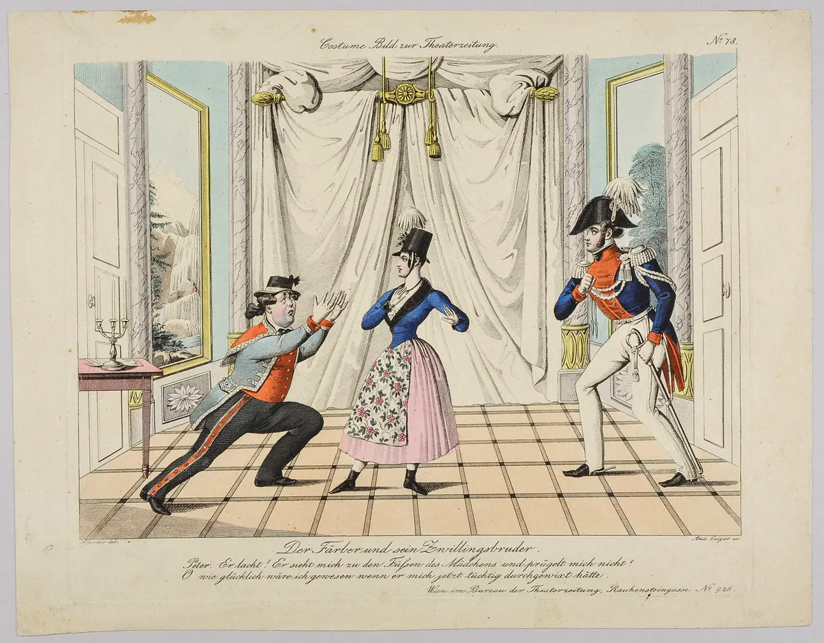 Der Färber und sein Zwillingsbruder, Titel der Serie: Costume-Bild, Name der Zeitschrift: Wiener Theaterzeitung