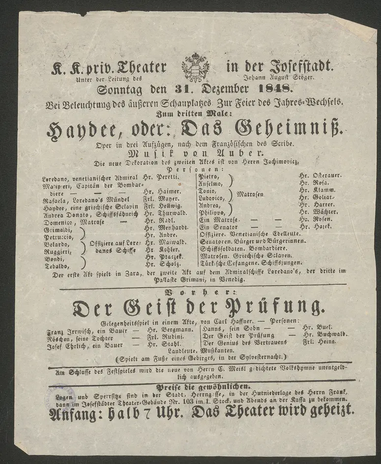Haydee oder Das Geheimniß, Der Geist der Prüfung