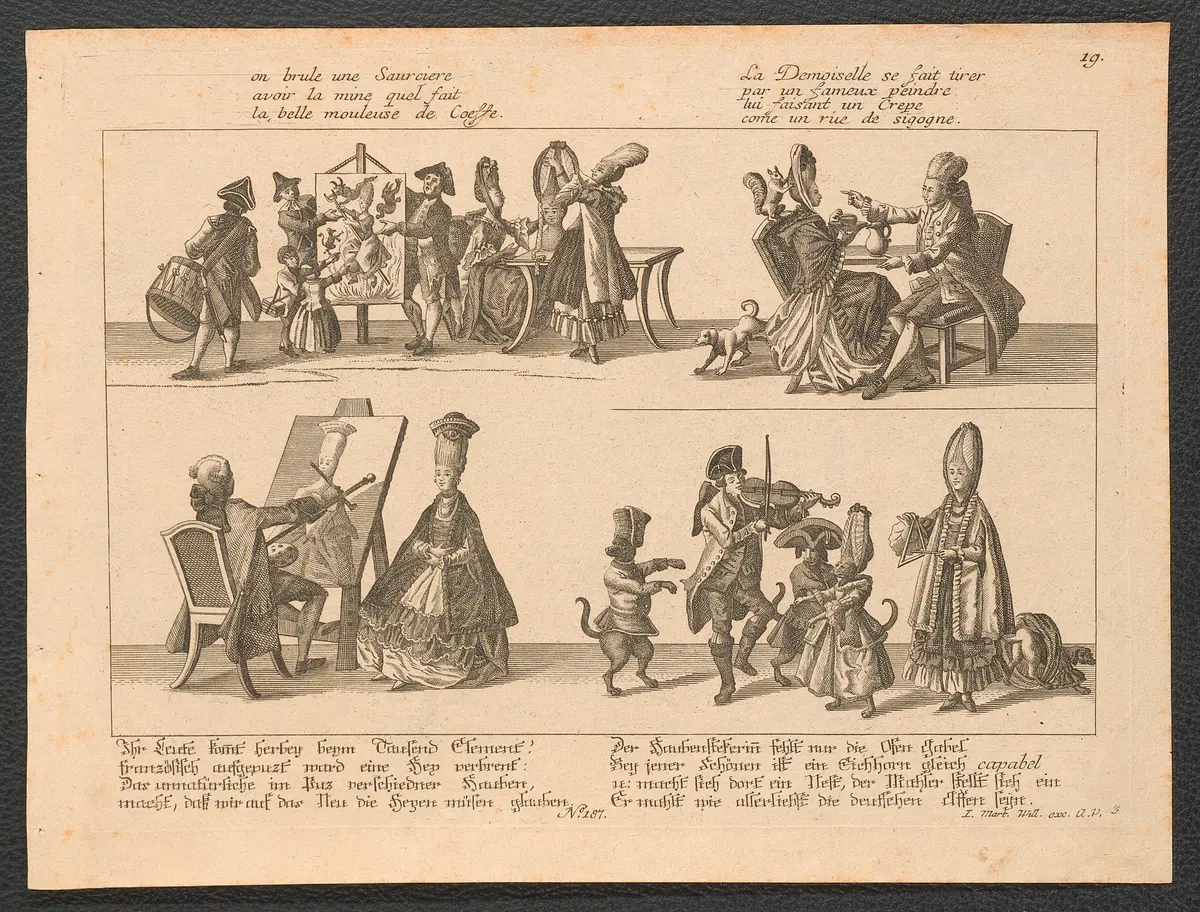 Ihr Leute kommt herbey beym Tausend Element! / französisch aufgeputzt ward eine Hex verbrent [...], Weiterer Titel: on brule une Saurciere / avoir la mine quel fait [...]