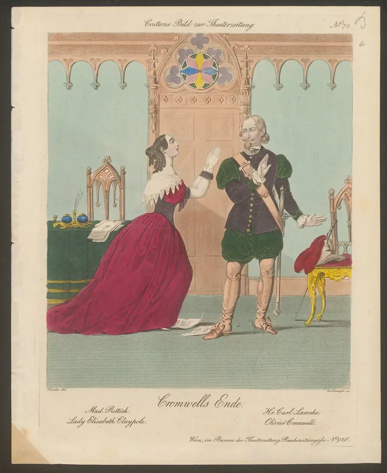Cromwells Ende, Titel der Serie: Costume-Bild, Name der Zeitschrift: Wiener Theaterzeitung