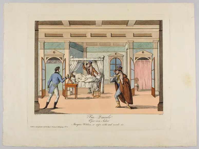 Fra Diavolo, Titel der Serie: Gallerie interessanter und drolliger Scenen, Name der Zeitschrift: Wiener Theaterzeitung
