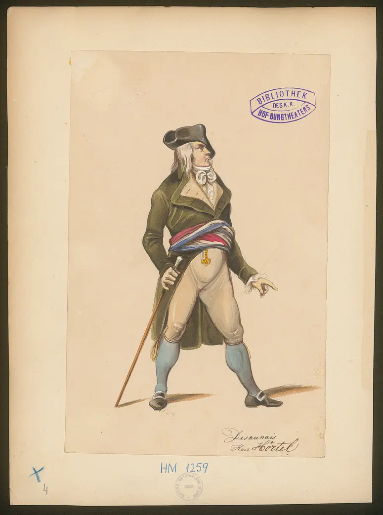 Michel Perrin, der Spion wider Willen, Titel der Serie: Figurinen des k.k. Hof-Burgtheaters