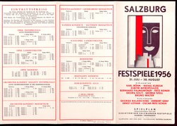 Salzburger Festspiele 1956, Verweis auf Stücktitel: Cosi fan tutte, Verweis auf Stücktitel: Don Giovanni, Verweis auf Stücktitel: Entführung aus dem Serail, Figaros Hochzeit, Verweis auf Stücktitel: Idomeneo, Verweis auf Stücktitel: Zauberflöte, Verweis auf Stücktitel: Jedermann, Verweis auf Stücktitel: Egmont