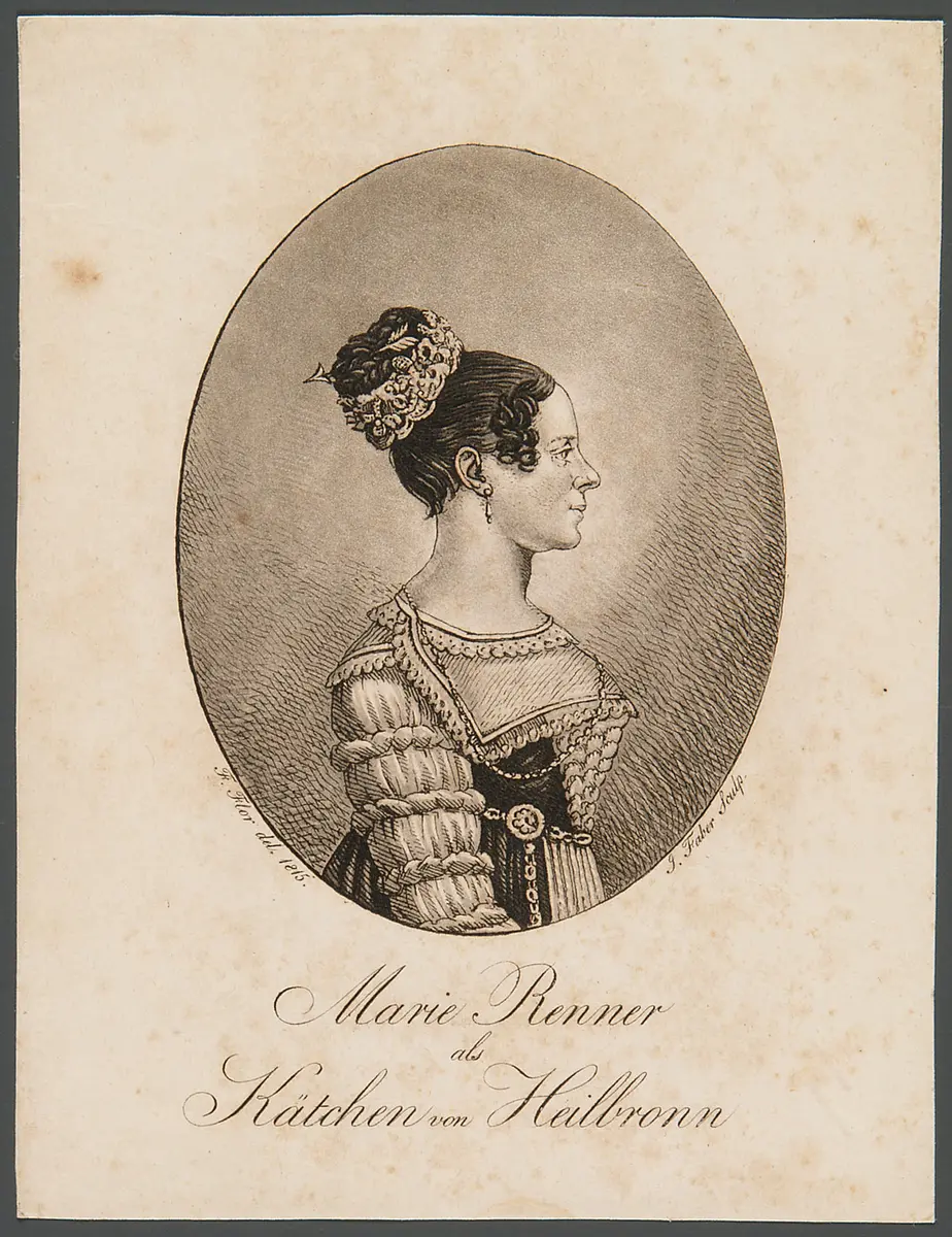 Maria Johanna Renner, Titel in Vorlageform: Marie Renner als Kätchen von Heilbronn, Verweis auf Stücktitel: Das Käthchen von Heilbronn