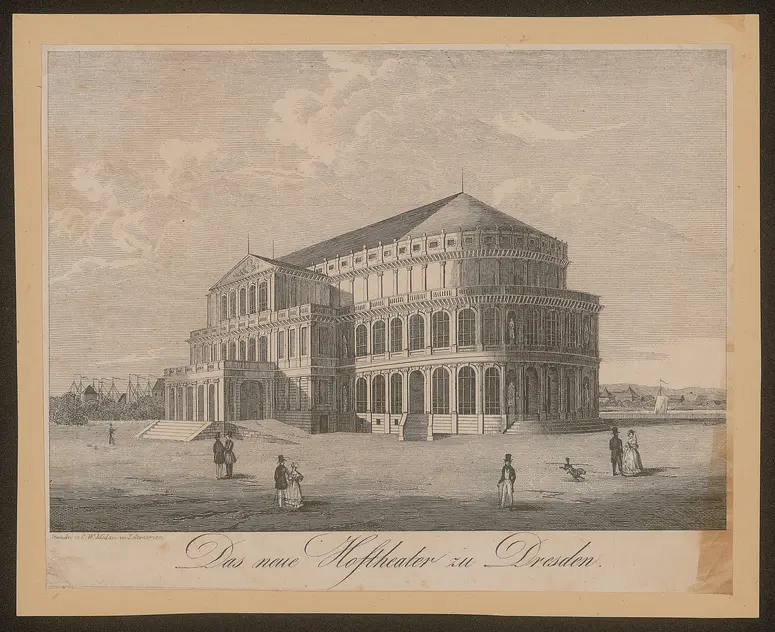 Dresden, Hoftheater (1. Semperoper), Alternativtitel: Dresden, Semperoper, Titel in Vorlageform: Das neue Hoftheater zu Dresden