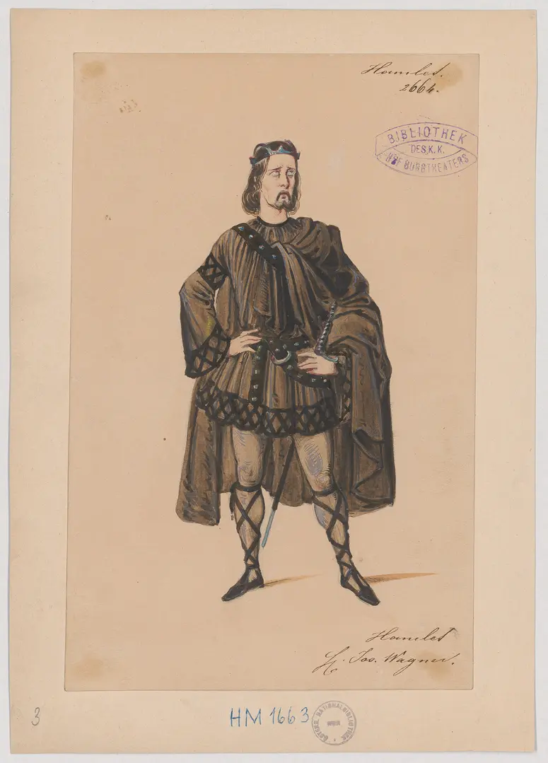 Hamlet, Prinz von Dänemark, Originaltitel: Hamlet, Prince of Denmark, Titel der Serie: Figurinen des k.k. Hof-Burgtheaters