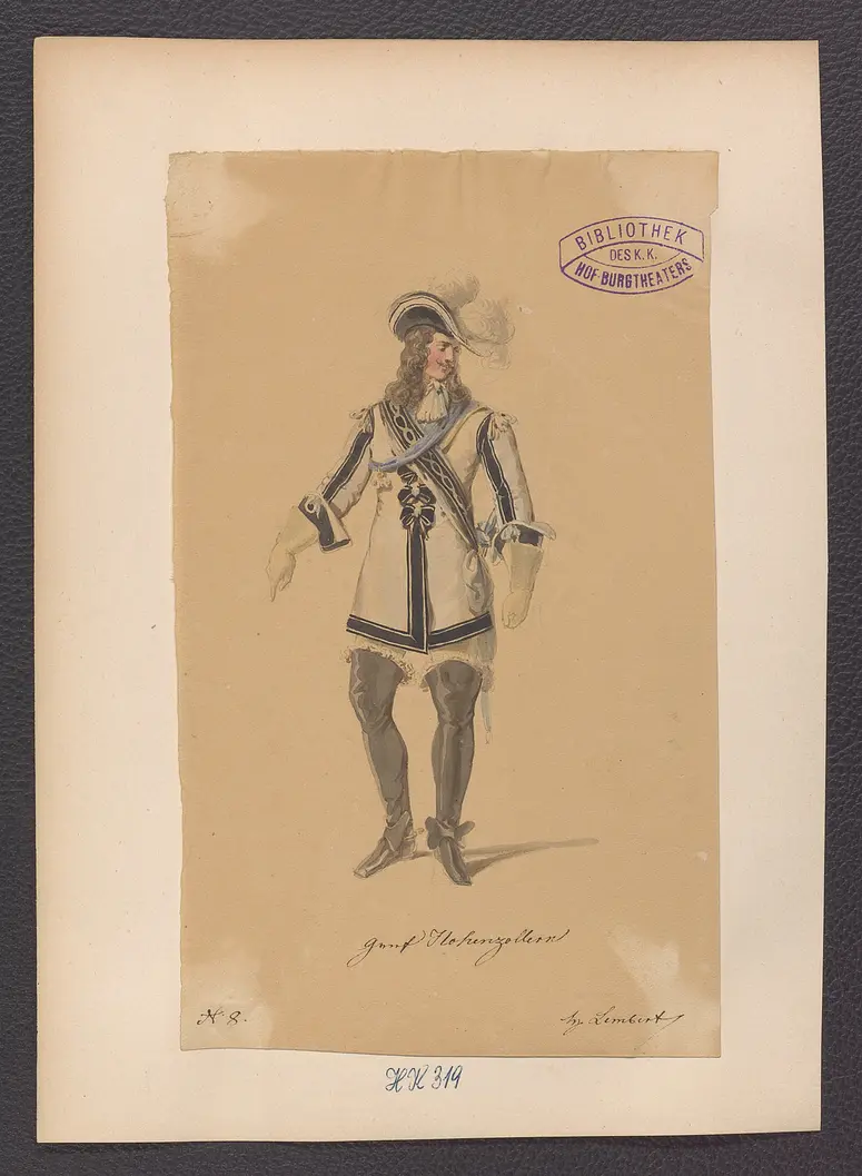 Prinz Friedrich von Homburg, Titel der Serie: Figurinen des k.k. Hof-Burgtheaters, Titel der Veranstaltung: Die Schlacht bei Fehrbellin