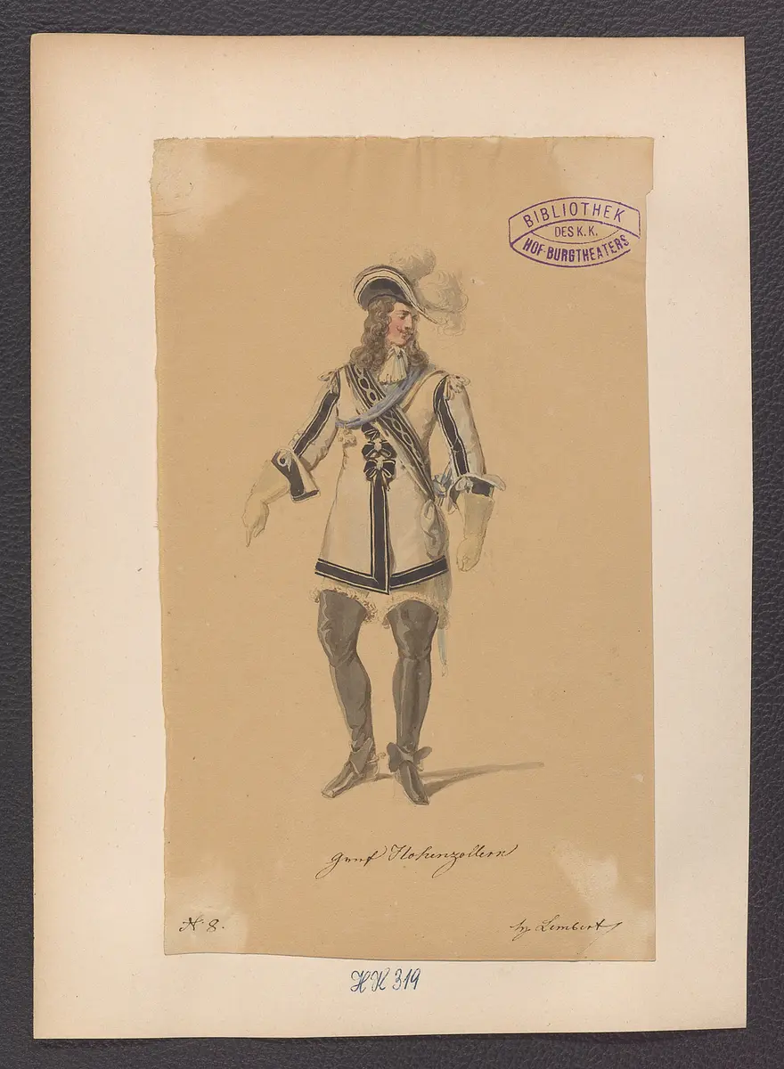 Prinz Friedrich von Homburg, Titel der Serie: Figurinen des k.k. Hof-Burgtheaters, Titel der Veranstaltung: Die Schlacht bei Fehrbellin