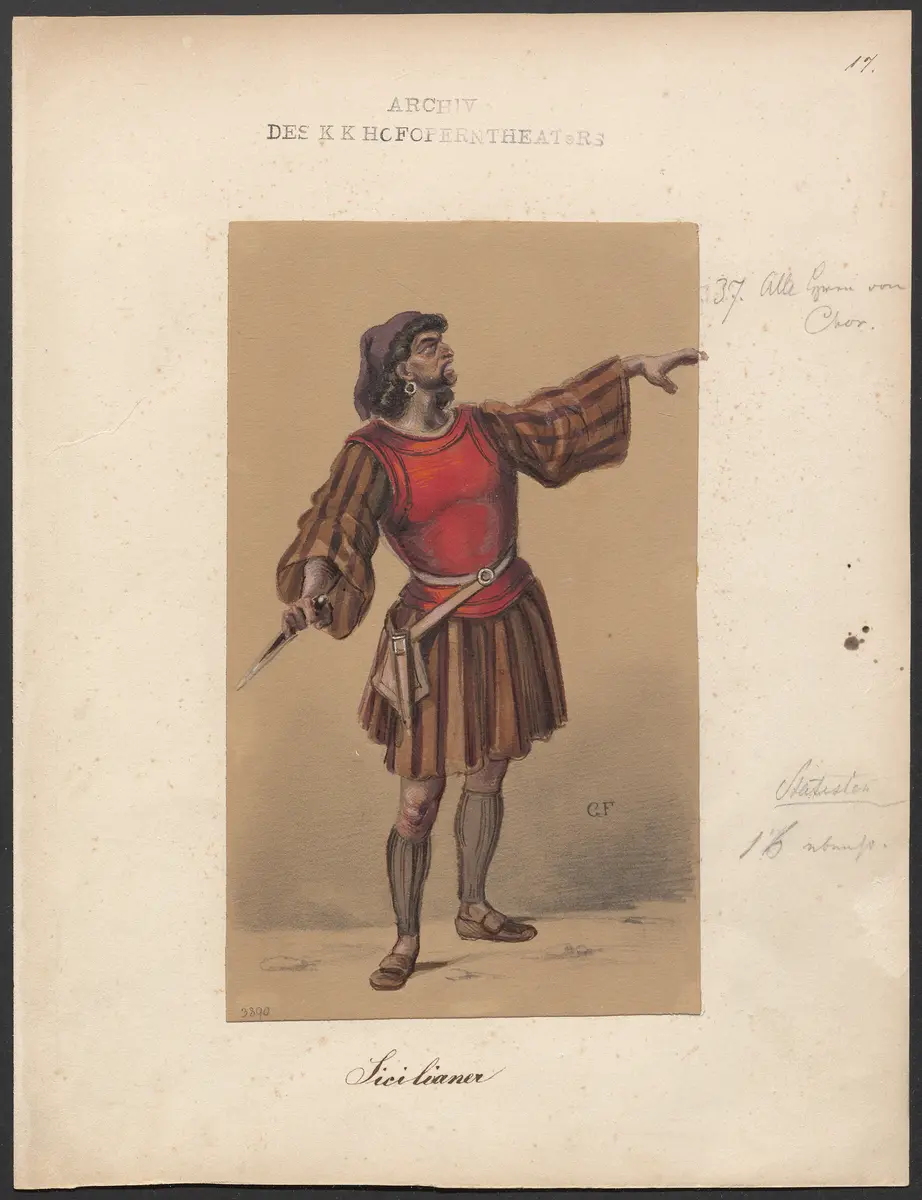 Die sizilianische Vesper, Originaltitel: Les vêpres siciliennes, Titel der Serie: Figurinen des k.k. Hofoperntheaters